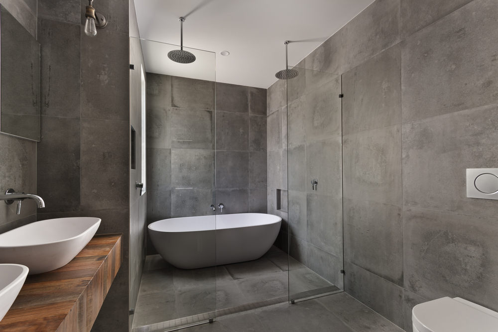 Bathroom with large tiles (The Top Bathroom Tile Trends for 2021)