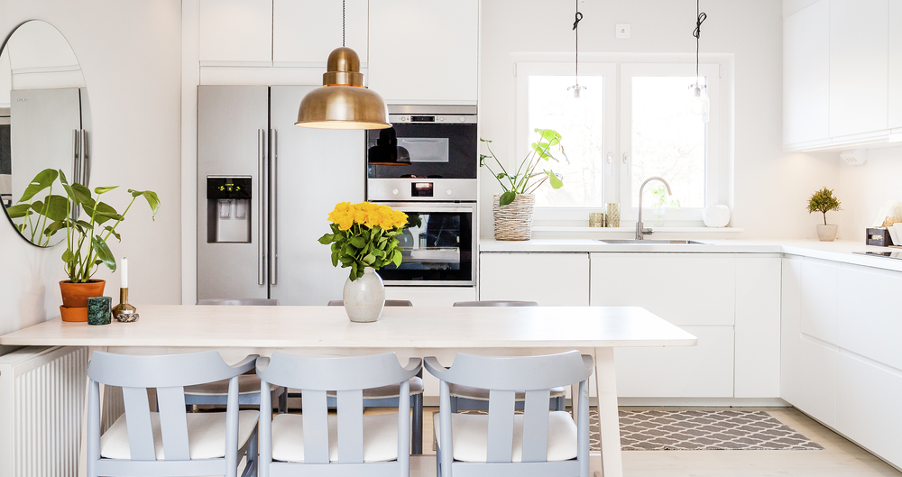 Kitchen with Built-In Fridge